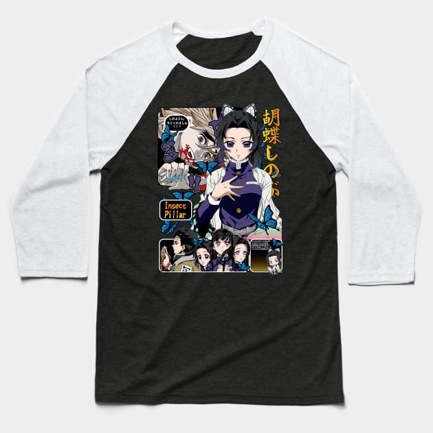 Benevolent Blossoms: Shinobu Kocho Design 01 Baseball T-Shirt by OtakuAnimePH